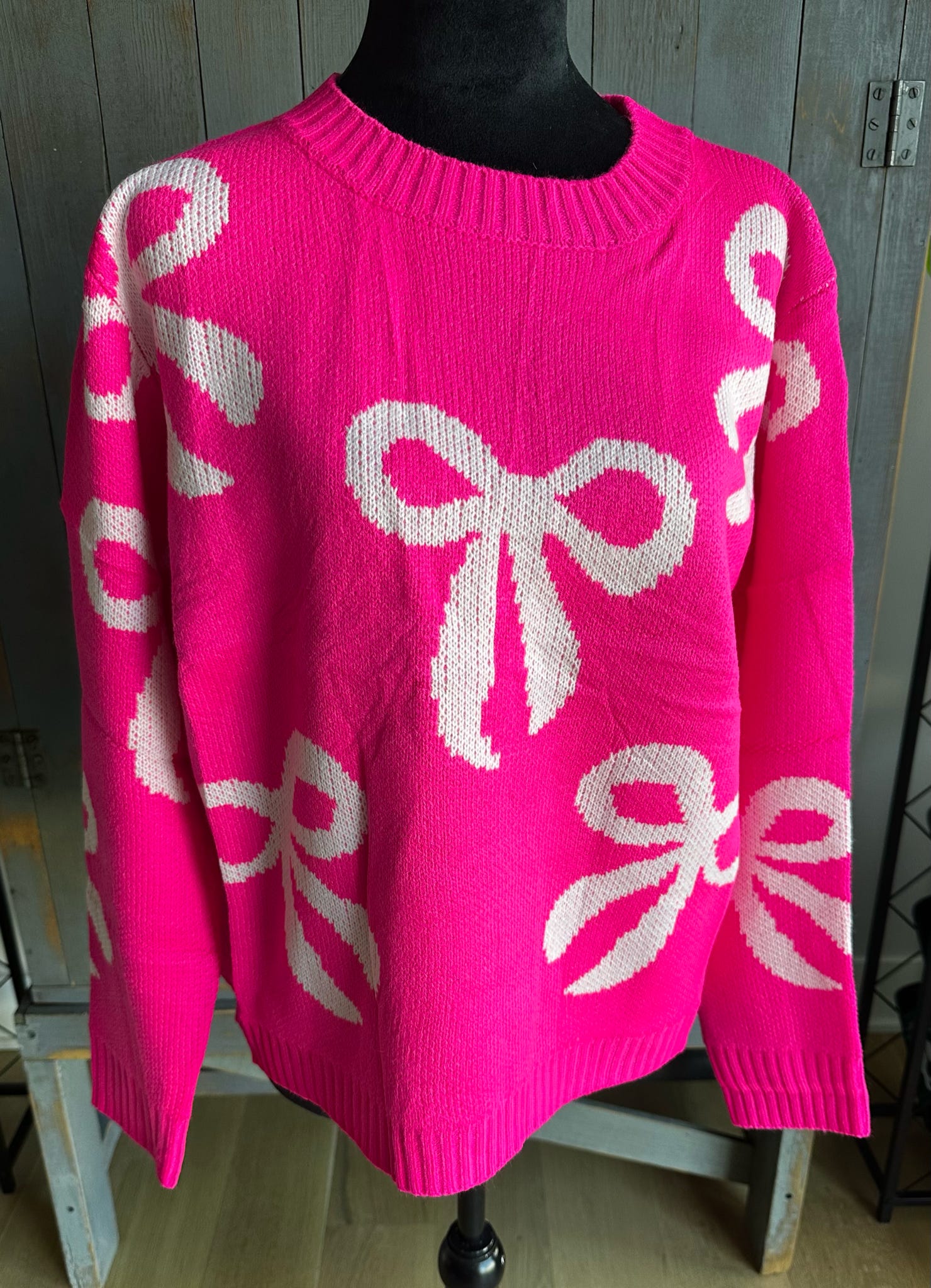 Pink & Light Pink Bow Sweater