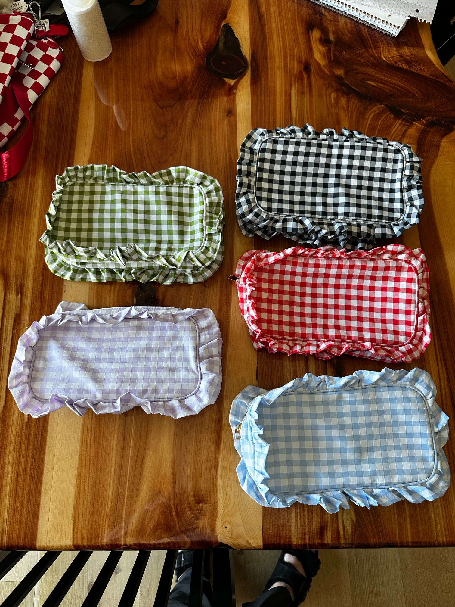 Gingham Ruffle Pouch
