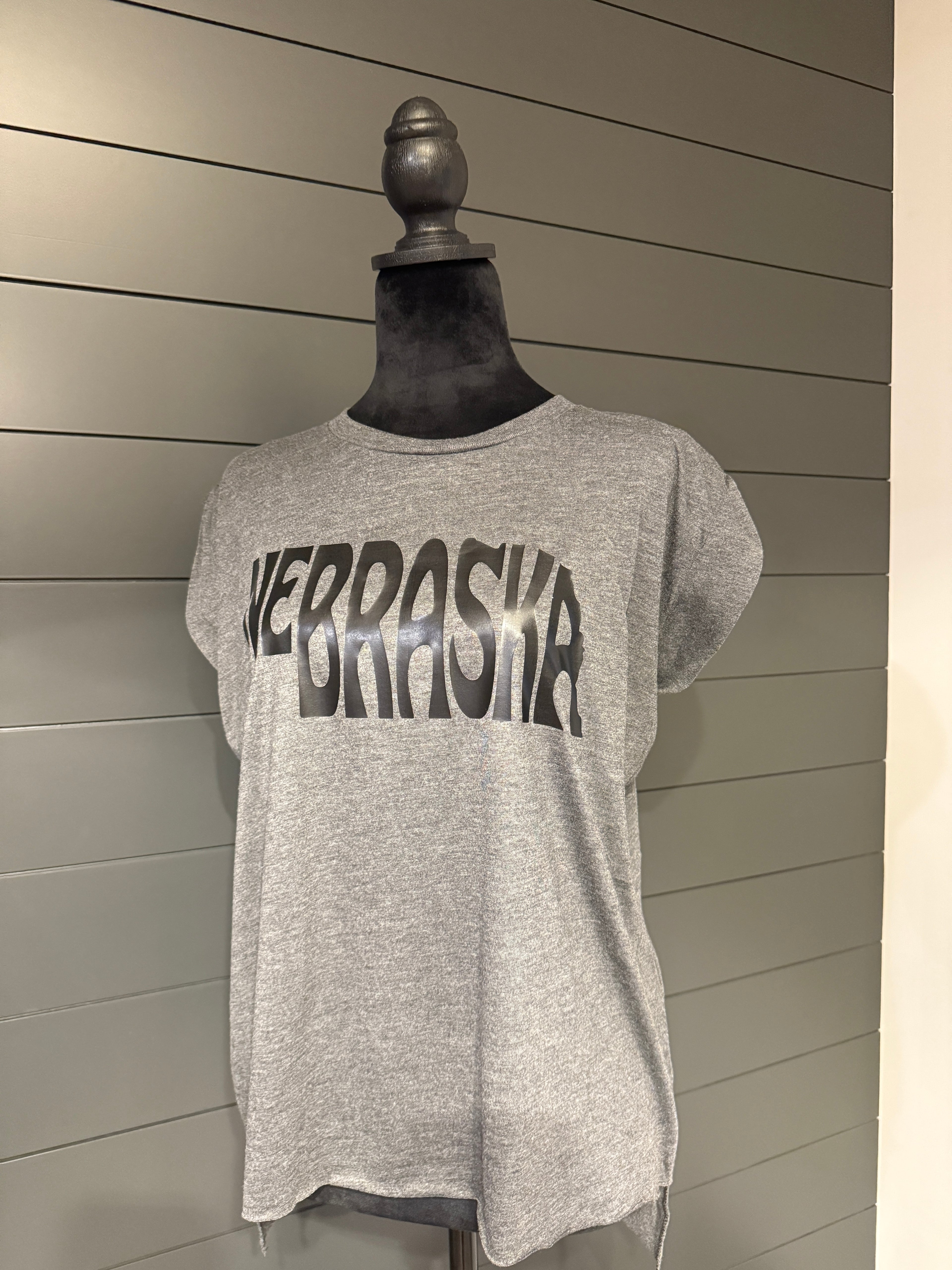 Gray Nebraska Muscle Tee