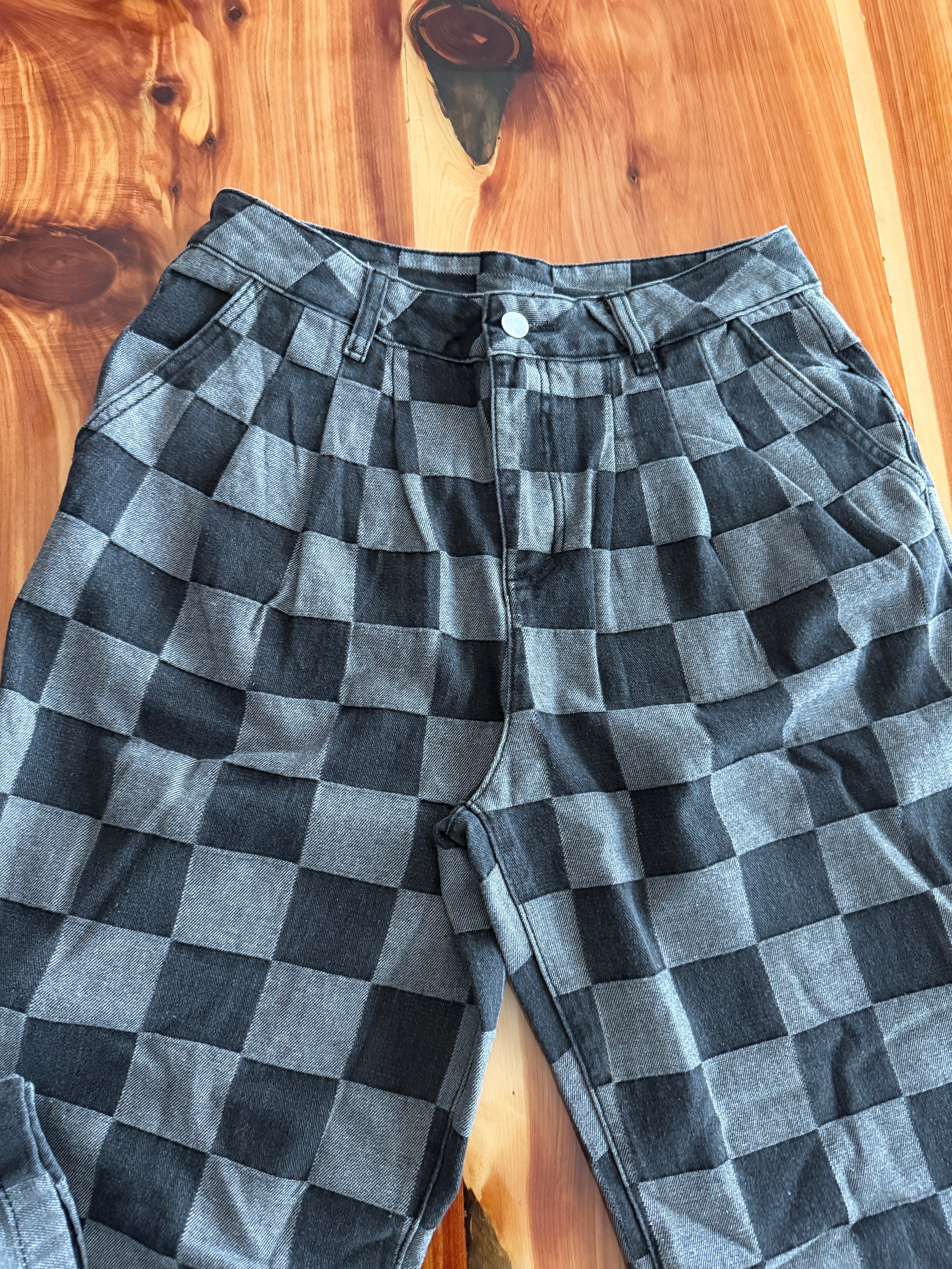 Black Checkered Jeans