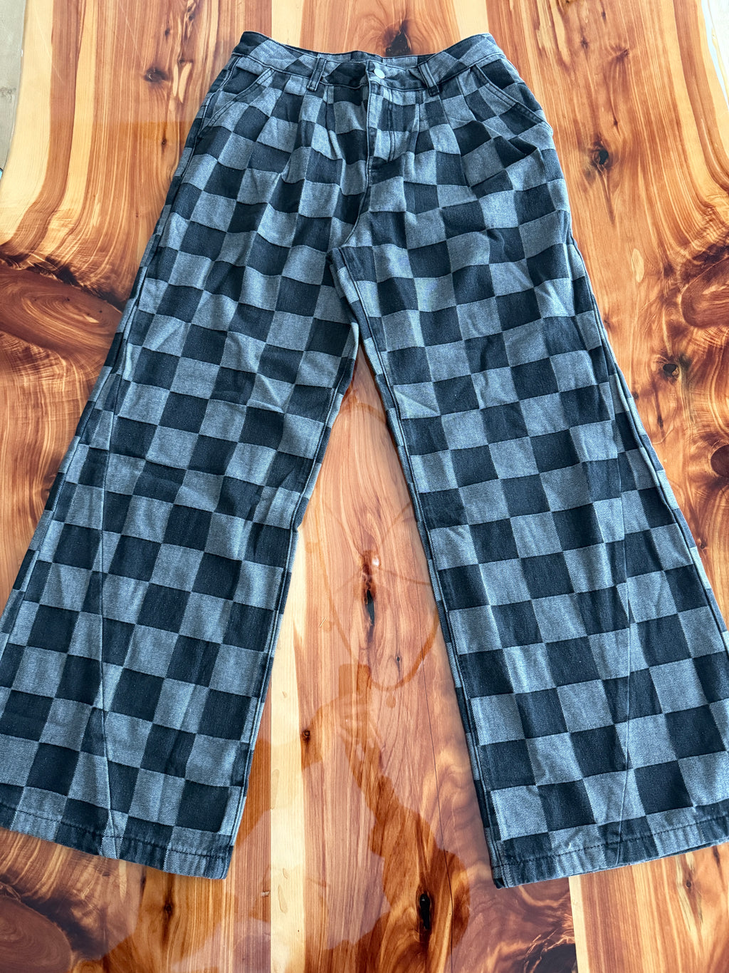 Black Checkered Jeans