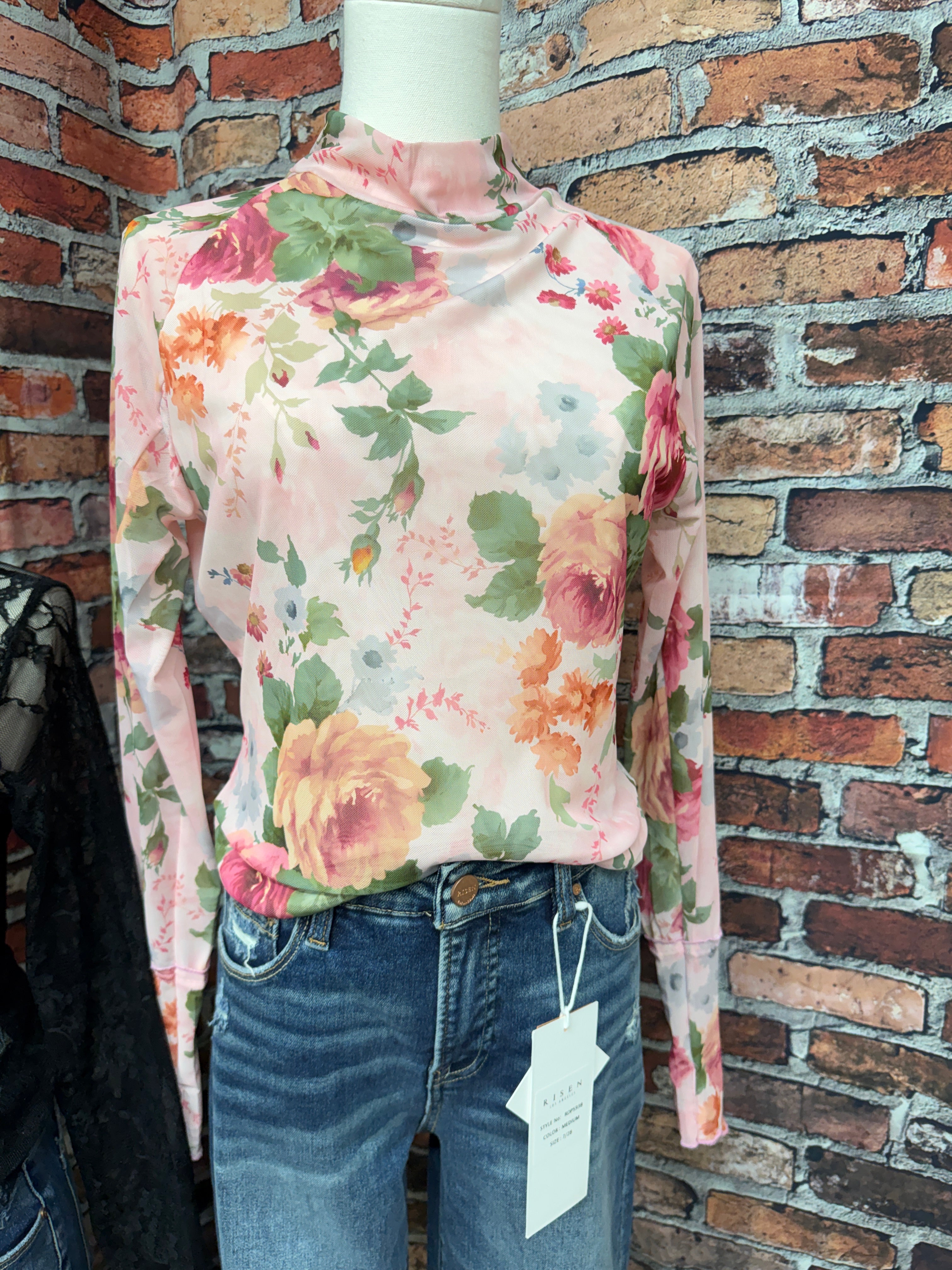 Floral Mesh Top