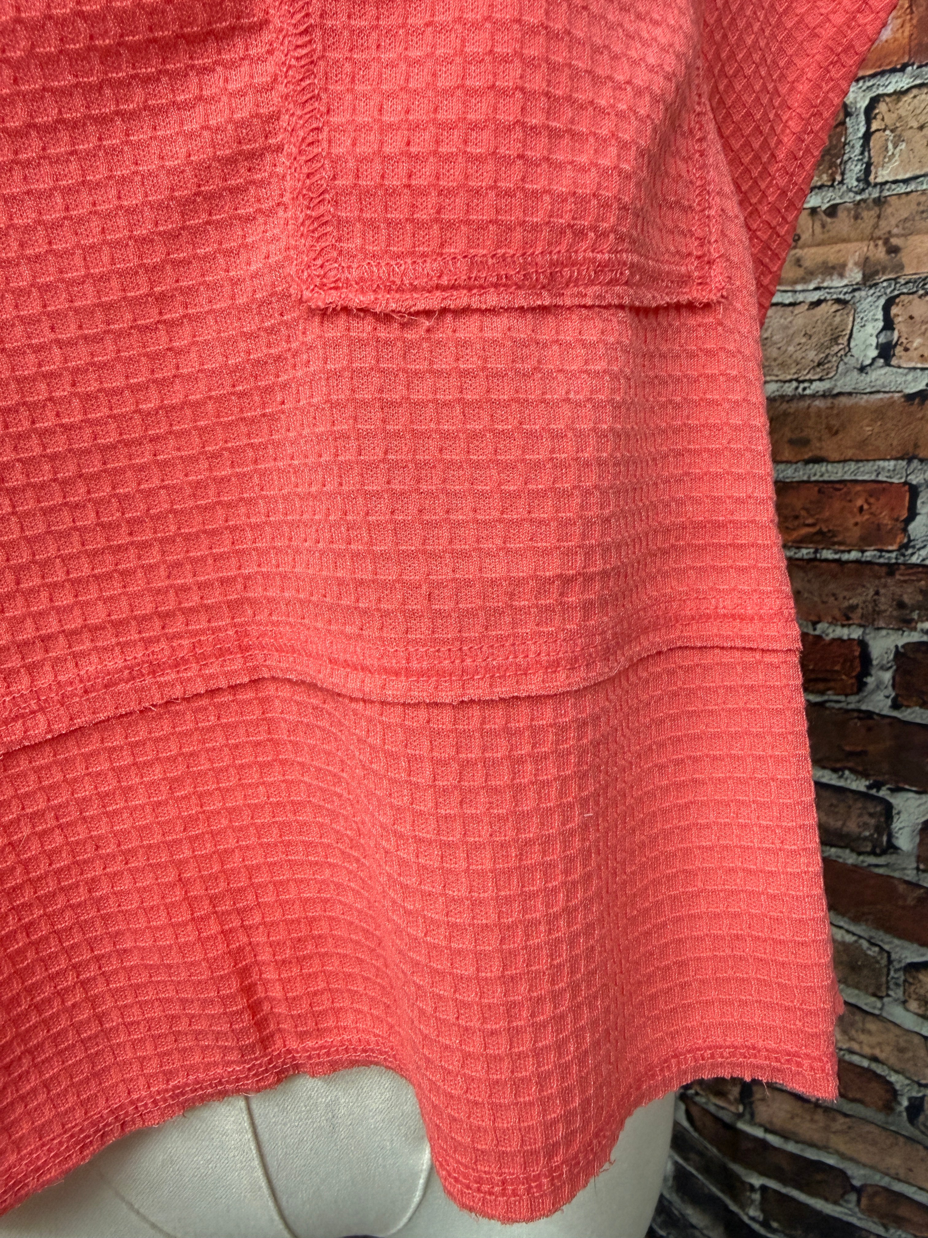 Waffle Knit Flared Hem Top