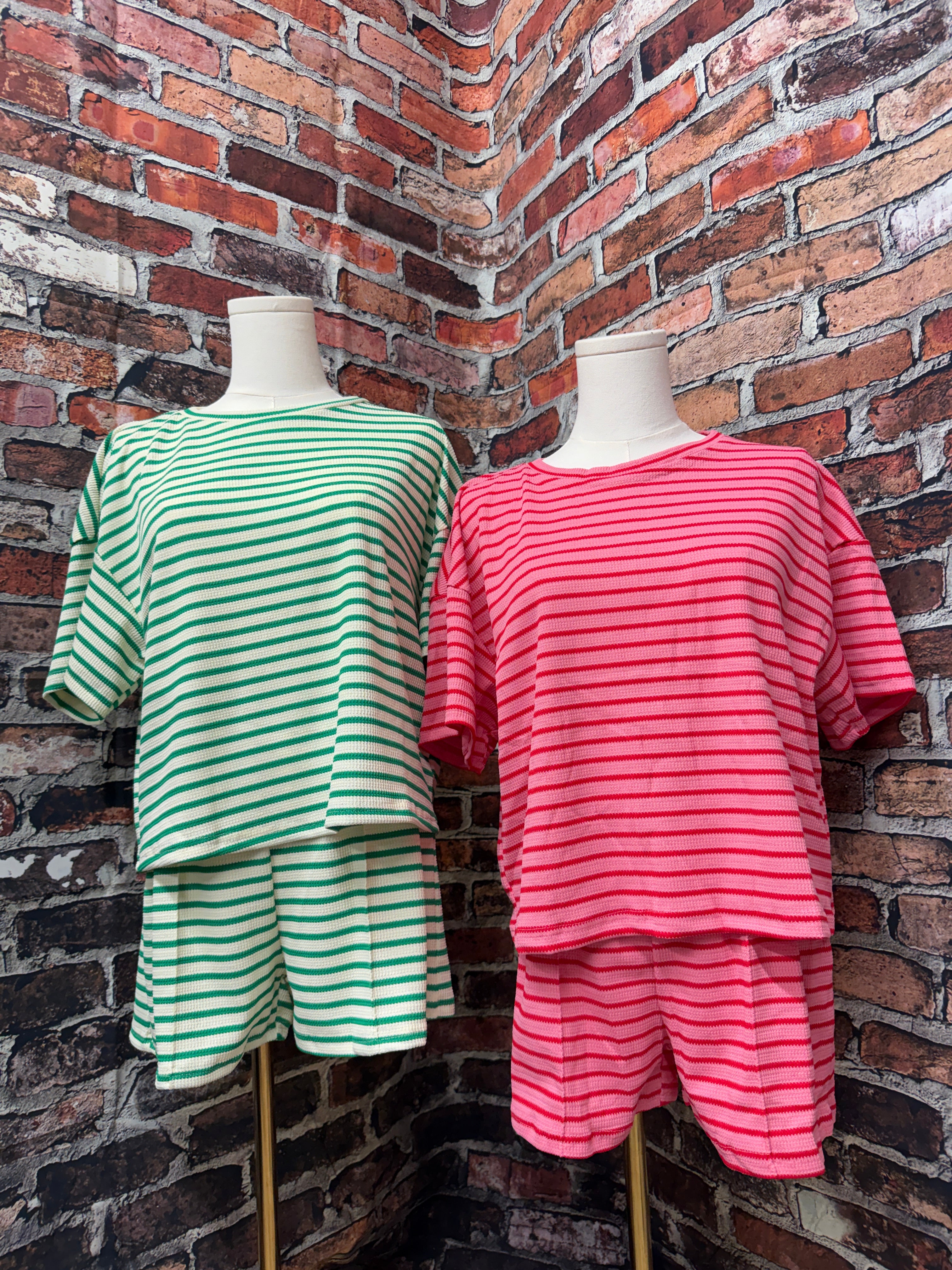 Striped Waffle Knit Shorts
